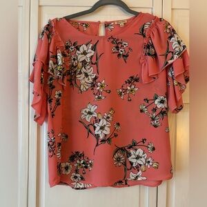 Lily White peach floral blouse